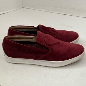 Mark Nason Los Angeles burgundy velvet "Heart Me" slip-on sneakers 7